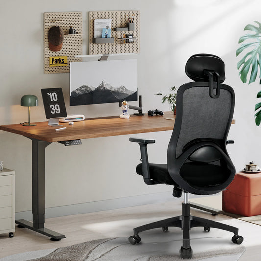 Milacyee Ergonomic Computer Desk Chair, High Back Home Office Chair with Adjustable Headrest and Lumbar Office has 90°-130° Recl